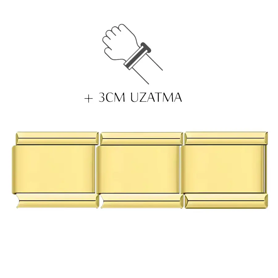 +3cm Uzatma Çelik Bileklik Charmı Bilekliğinizi 3cm Uzatın! scb37 - Sarı