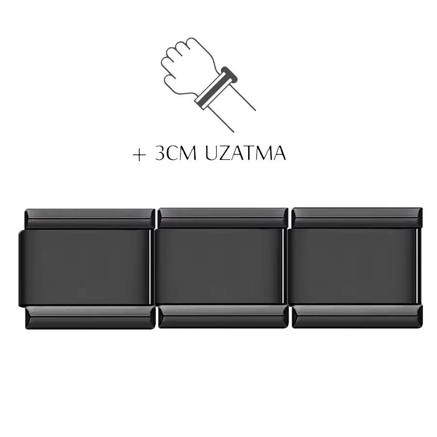 +3cm Uzatma Çelik Bileklik Charmı Bilekliğinizi 3cm Uzatın! scb37 - Siyah