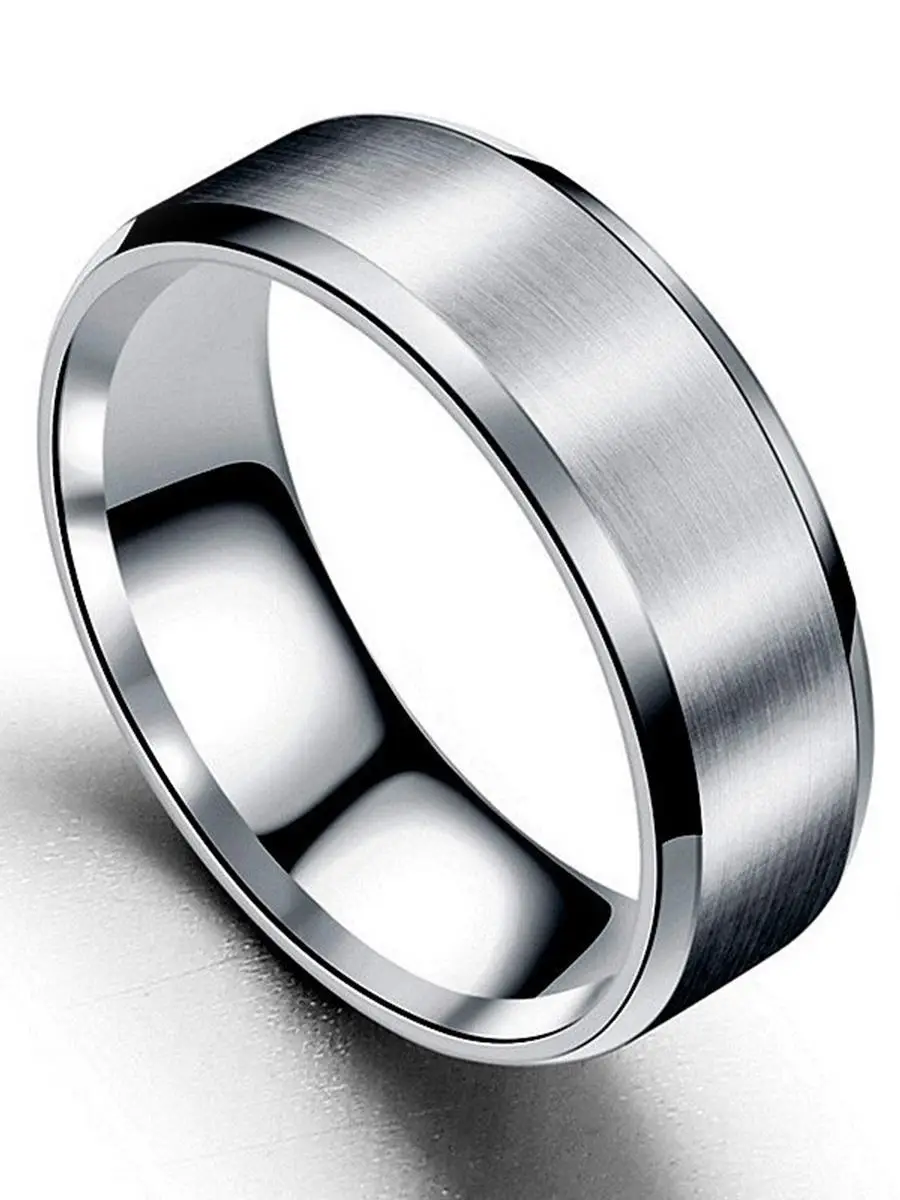 6mm Köşeli Düz Model Unisex Kadın Erkek Çelik Alyans Yüzük cl30 - Beyaz