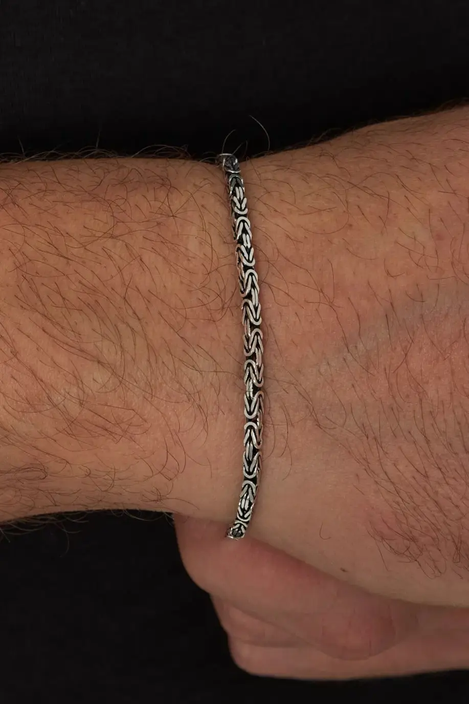925 Ayar Gümüş Erkek Bileklik Kare Kral Model 2.4mm Genişlik 20cm Uzunluk msb02