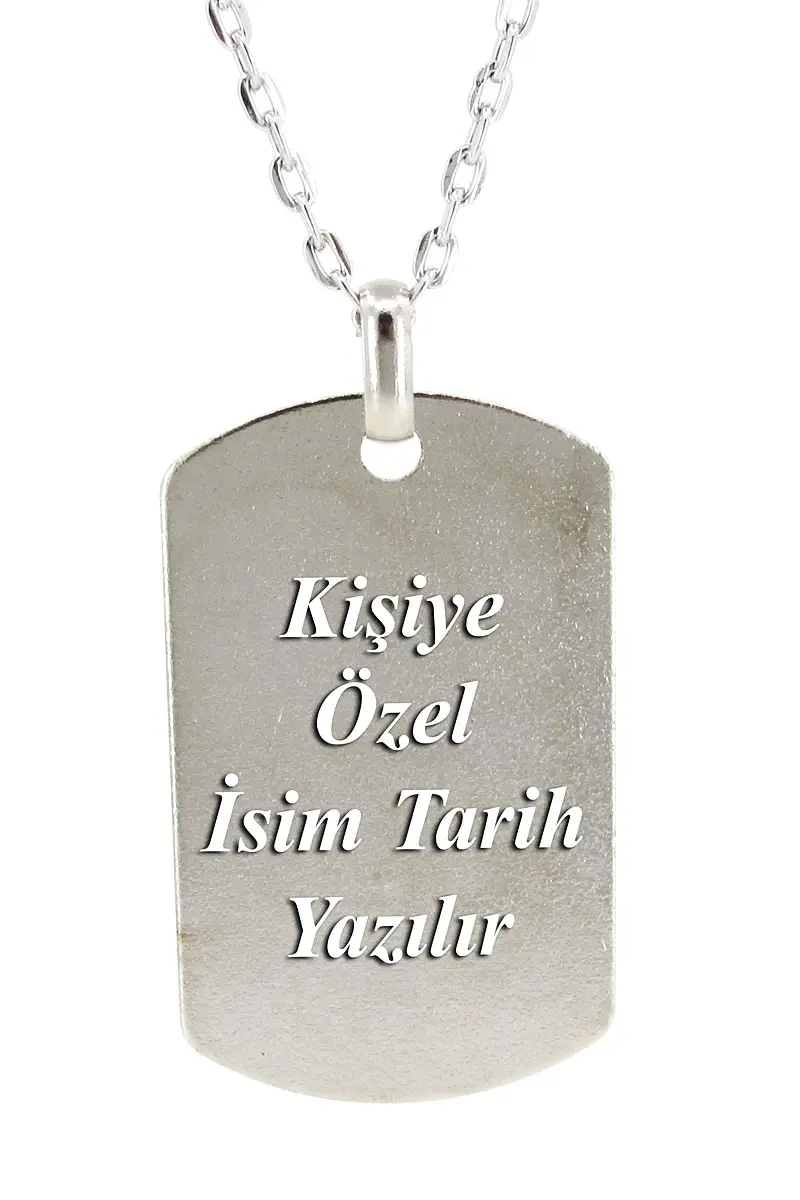 Kişiye Özel Asker Künyesi Şeklinde Unisex Erkek Kolye eck39