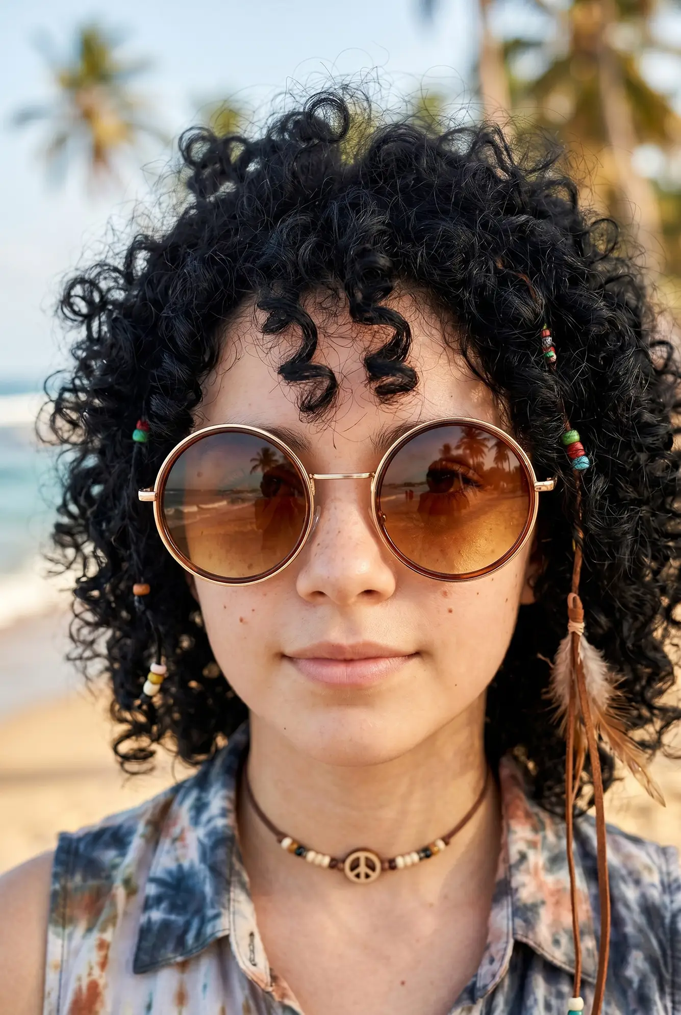 Belletti John Lennon Yuvarlak Cam Bayan Unisex Güneş Gözlüğü bl1845 - Kahverengi