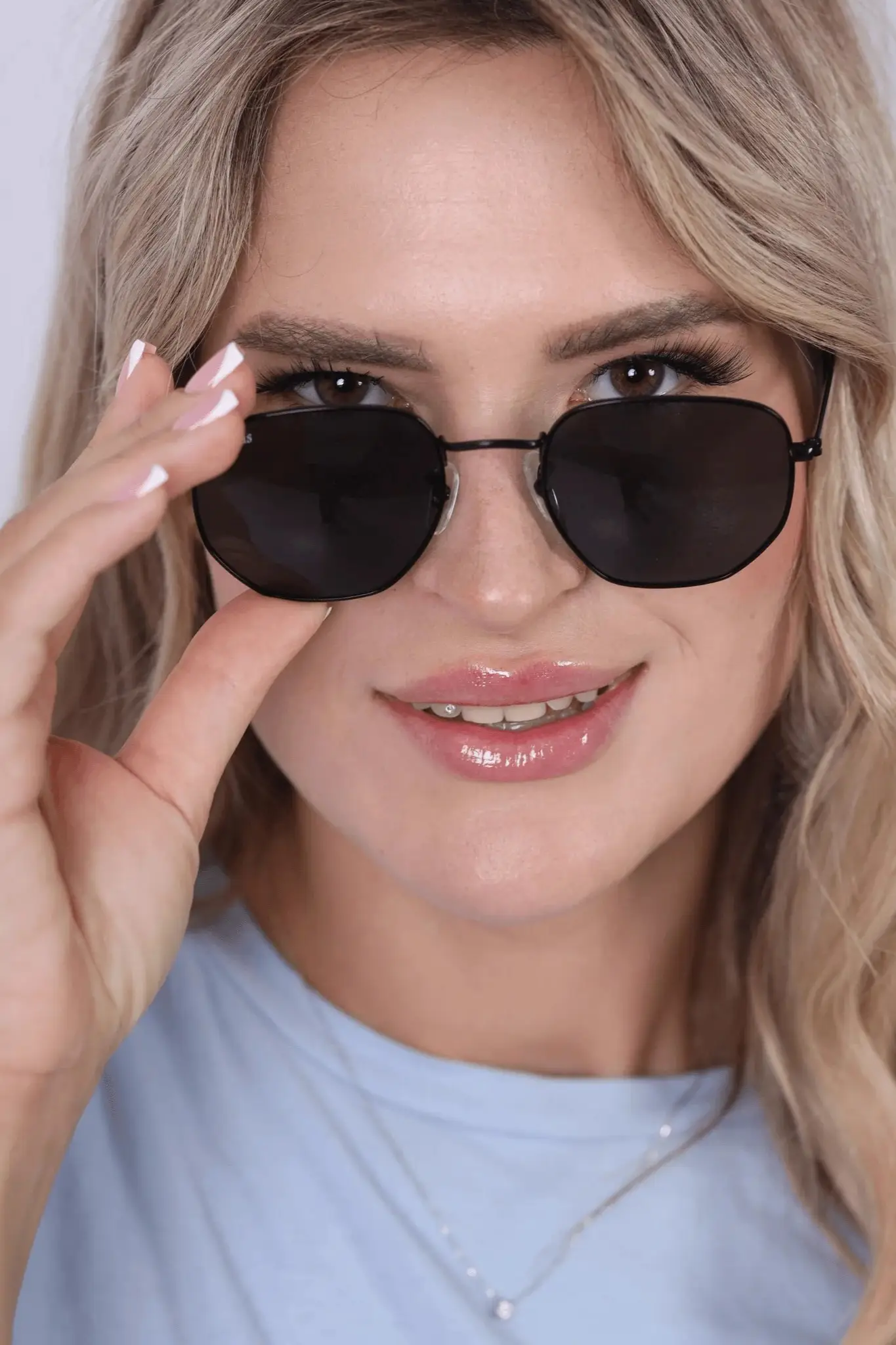 Hexa-Round Beşgen Kadın Erkek Güneş Gözlüğü Unisex Gözlük ex612B