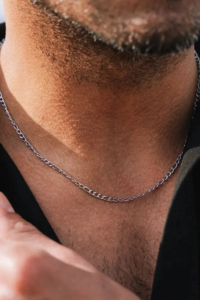 Figaro Model Erkek Paslanmaz Çelik Zincir Kolye İnce Unisex Kullanım eck55k-2