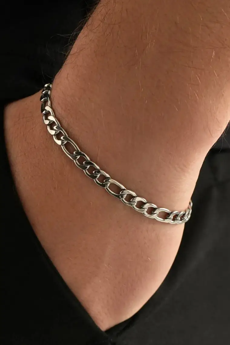 Figaro Paslanmaz Çelik Bileklik Unisex Erkek Bayan Bileklik Zincir Künye ack06b-3