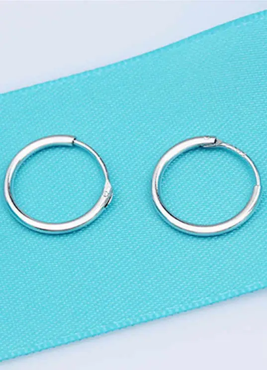 925 Ayar Bayan Gümüş Halka Küpe Menteşeli 12mm wsk01