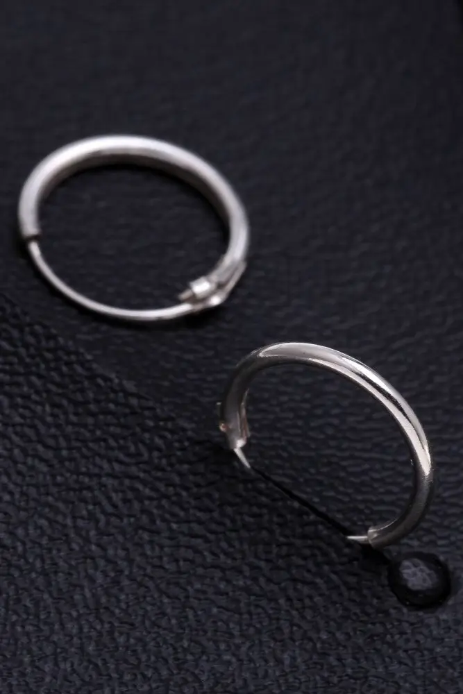 Kadın Gümüş Halka Küpe Menteşeli 14mm wsk01