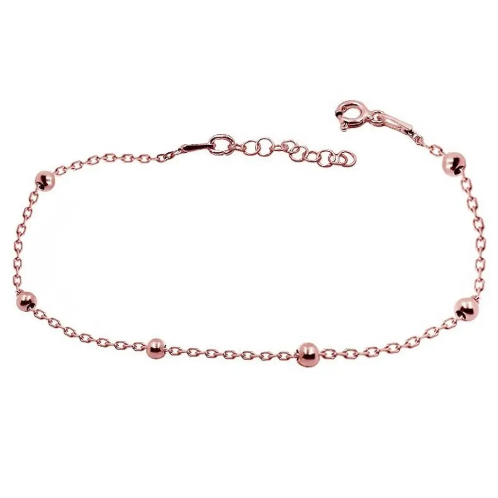 Rose Gold 925 Ayar Gümüş Toplu Forse Zincirli Bayan Bileklik wsb105p