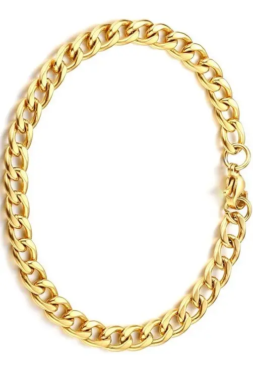 Gurmet Altın Kaplama Çelik Unisex Bileklik Zincir 6mm H081BS