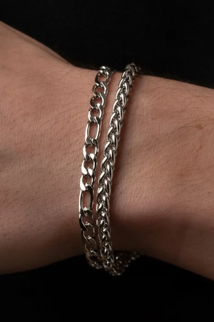 İkili Çelik Bileklik Çifti Unisex Erkek Bayan Bileklik Zincir Künye Set ack06-01-s