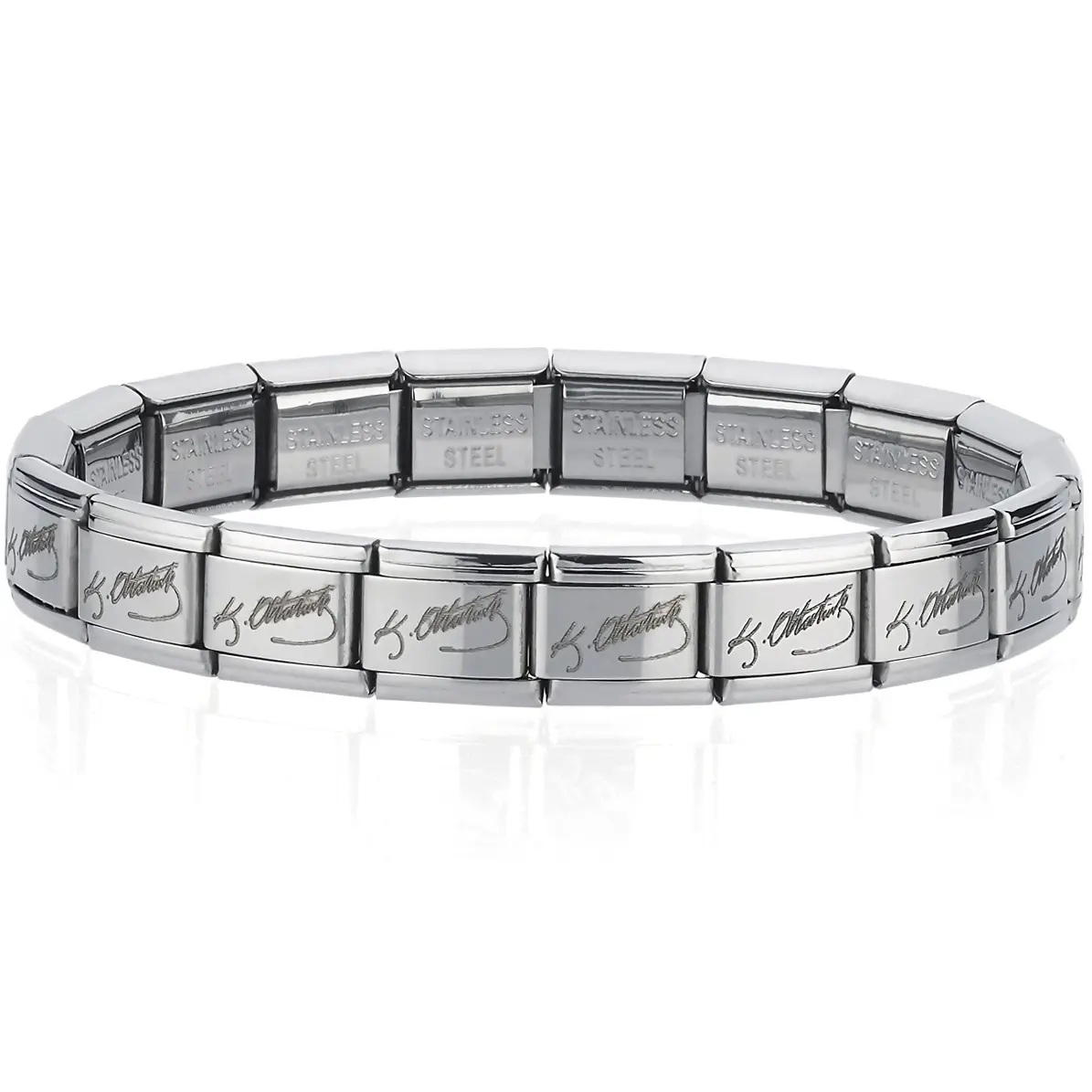 K. Atatürk İmzalı İtalyan Charm Unisex Çelik Bileklik 21cm scb61