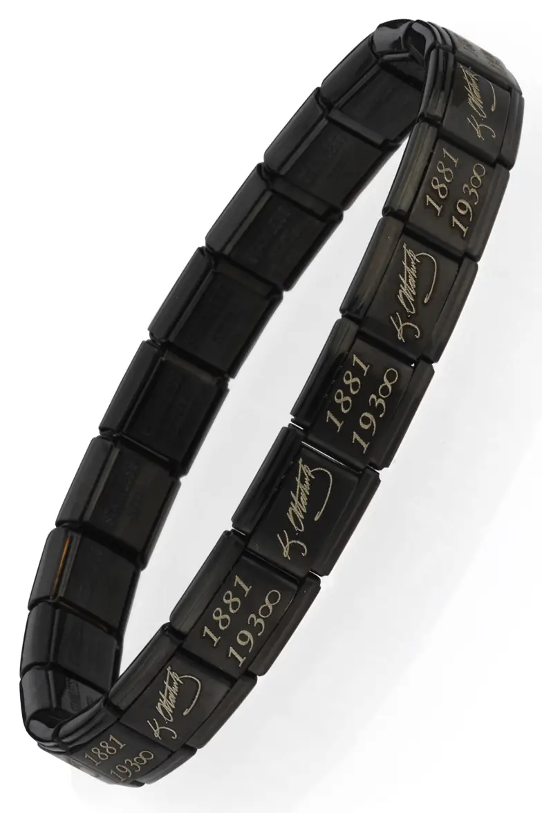 K. Atatürk İmzası 1881-193∞ İtalyan Charm Unisex Çelik Bileklik scb59 - Siyah