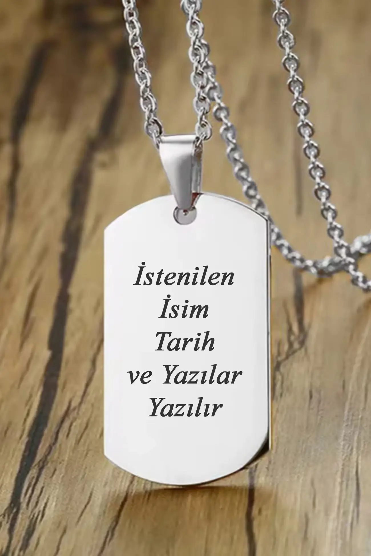 Kişiye Özel Asker Künyesi İsim Yazılı Erkek Çelik Kolye eck04y - Küçük Boy