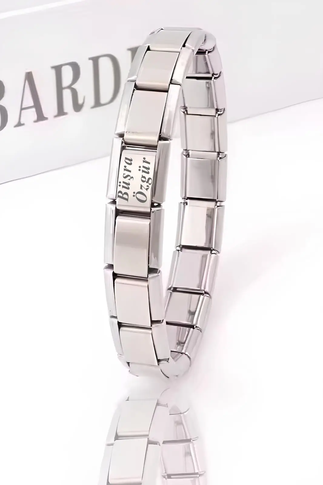 Kişiye Özel İsim Yazılı İtalyan Charm Unisex Çelik Bileklik scb62