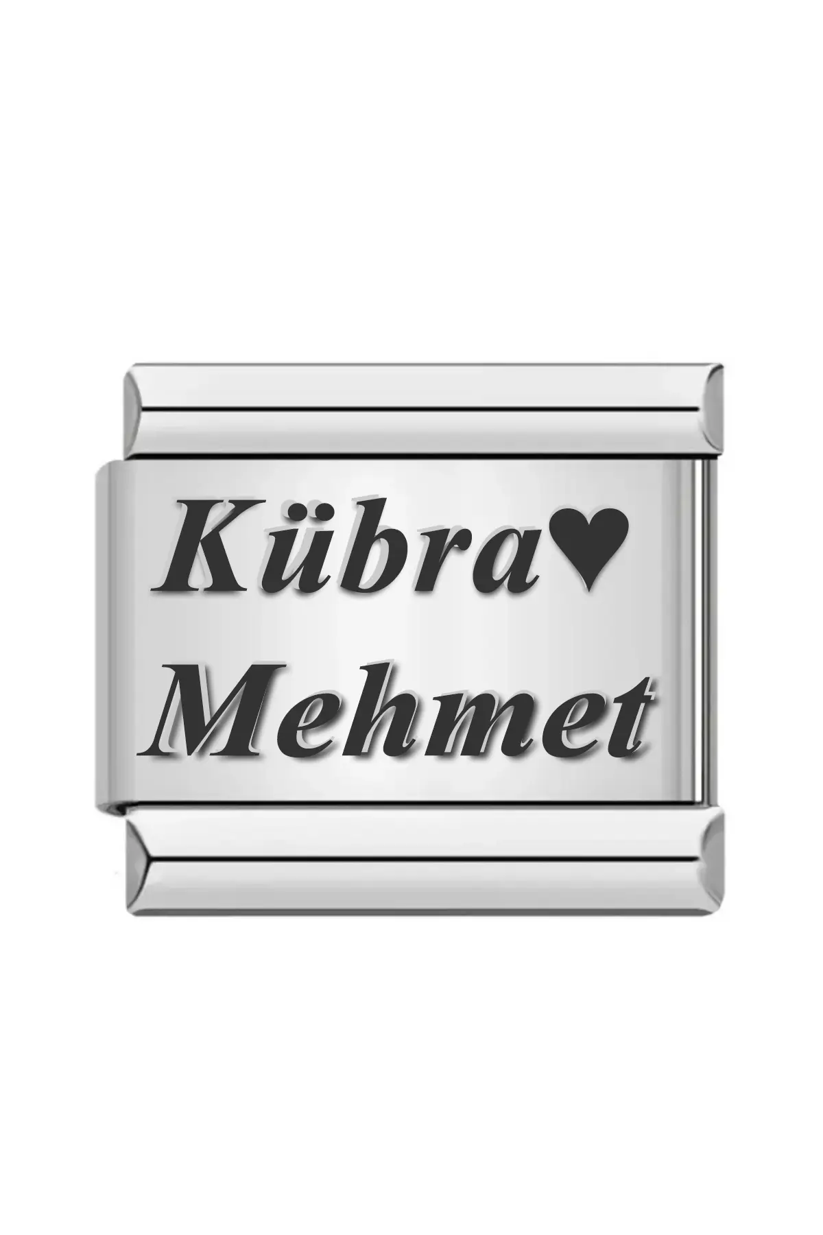 Kişiye Özel İsim Yazılı İtalyan Ek Uzatma Çelik Bileklik Charmı scb30