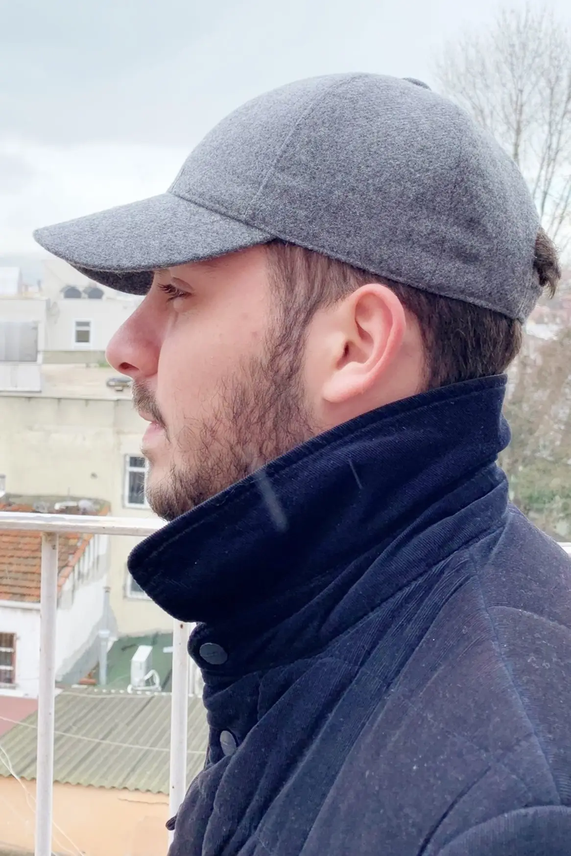 Kışlık Kaşe Beyzbol Kep Erkek Şapka cp225 - Gri