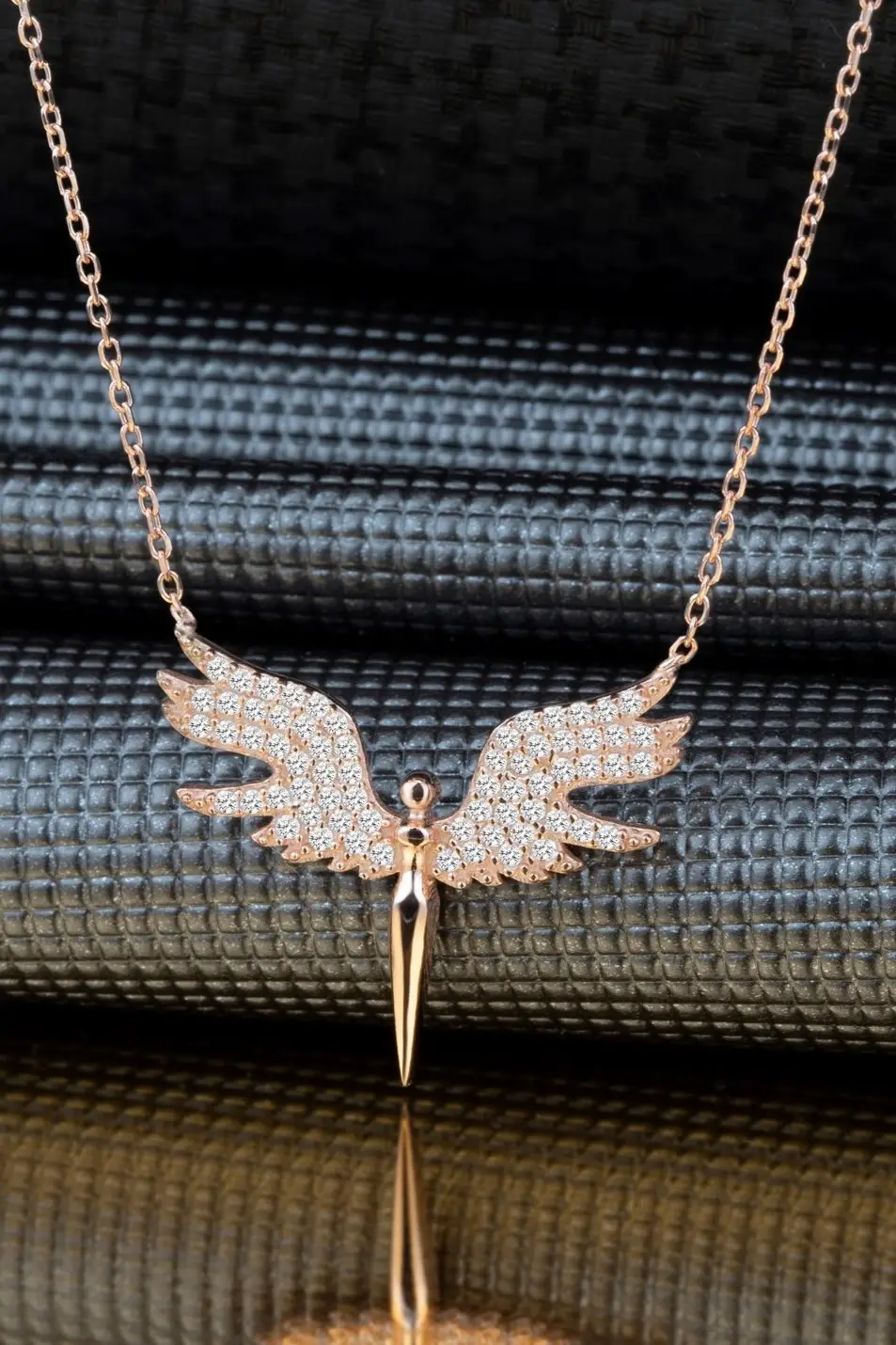 Mikail Meleği Rose Gold Taşlı Bayan Gümüş Kolye Sevgiliye Hediye wsn260