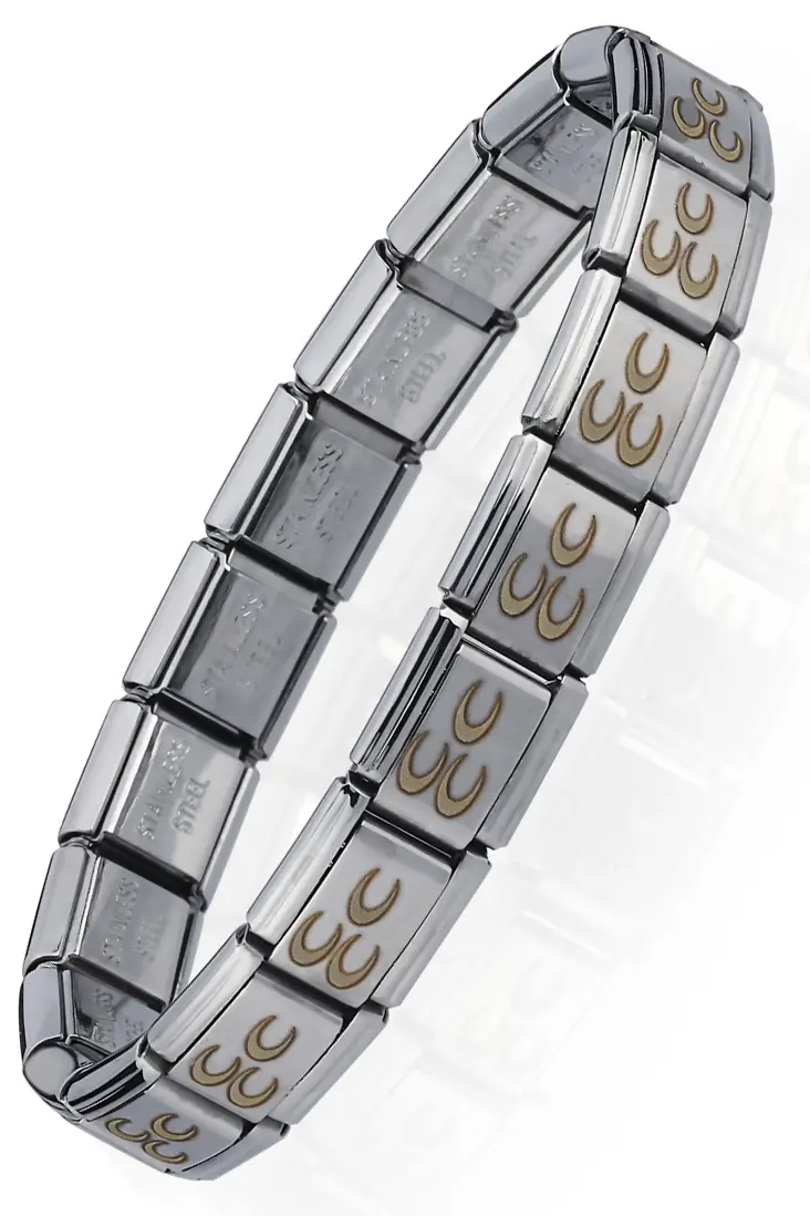 Osmanlı Üç Hilal Bayrağı İtalyan Charm Unisex Çelik Bileklik scb58