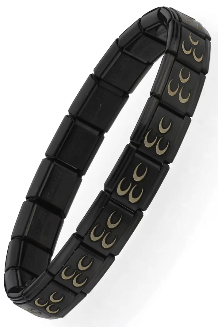 Osmanlı Üç Hilal Bayrağı İtalyan Charm Unisex Çelik Bileklik scb58 - Siyah