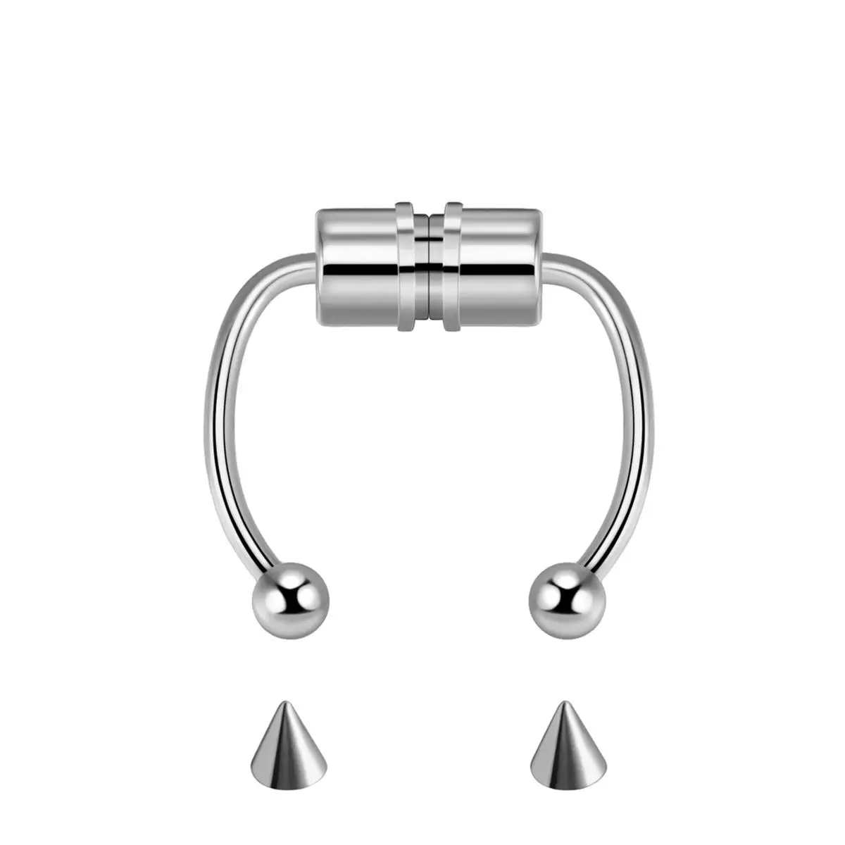Paslanmaz Çelik Burun Fake Piercing Septum Mıknatıslı ecp01 - Beyaz