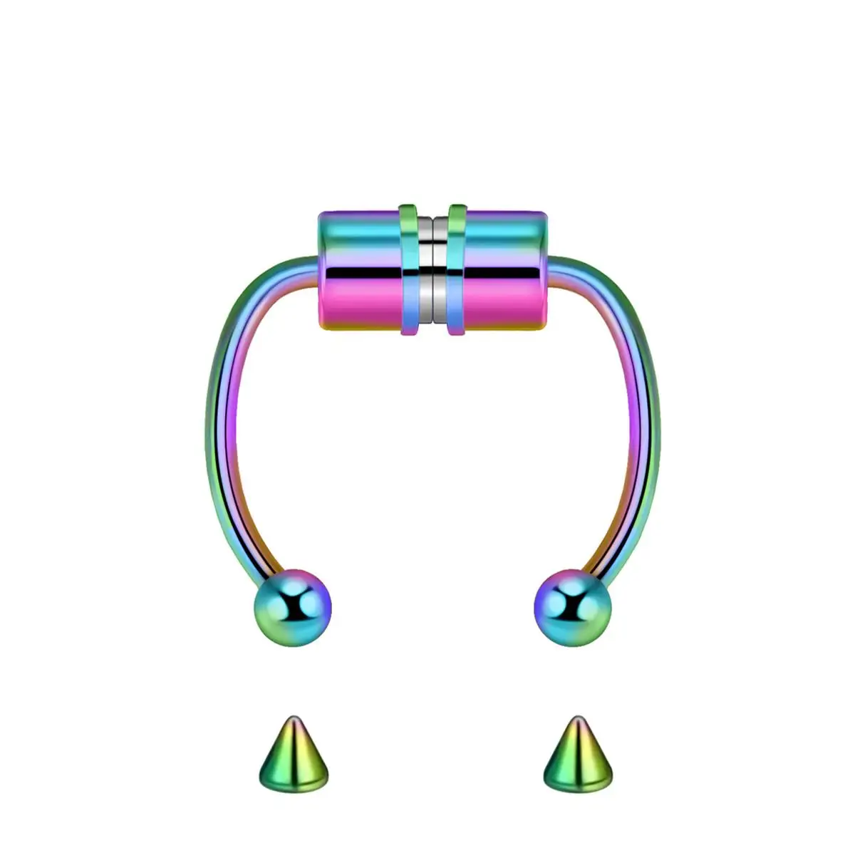 Paslanmaz Çelik Burun Fake Piercing Septum Mıknatıslı ecp01 - Karışık Renk