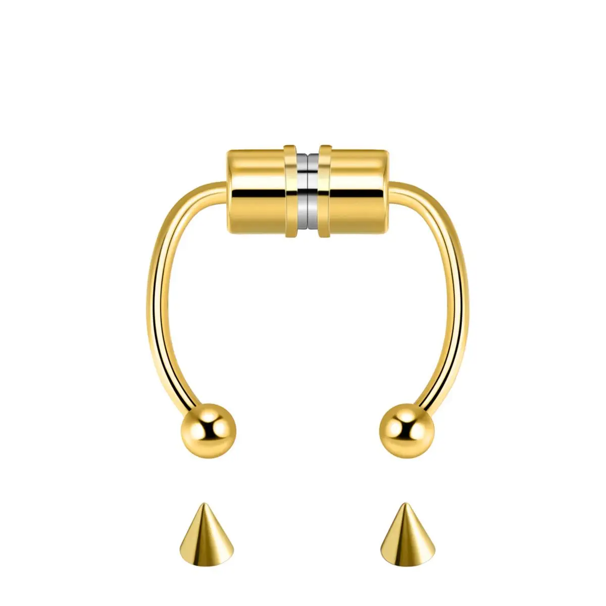 Paslanmaz Çelik Burun Fake Piercing Septum Mıknatıslı ecp01 - Sarı