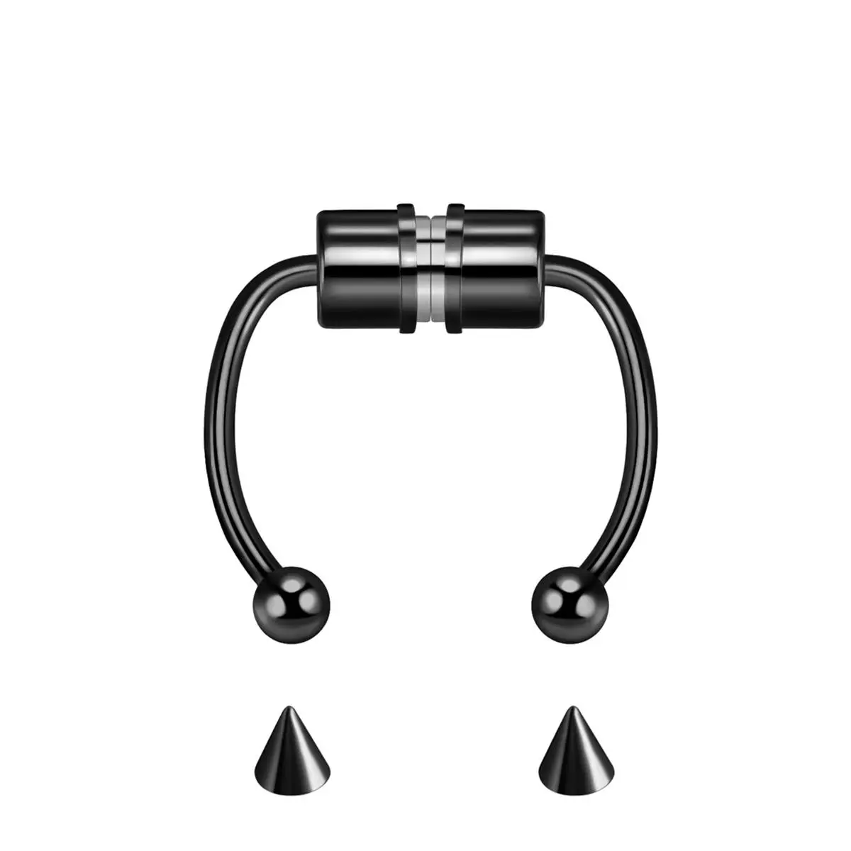 Paslanmaz Çelik Burun Fake Piercing Septum Mıknatıslı ecp01 - Siyah