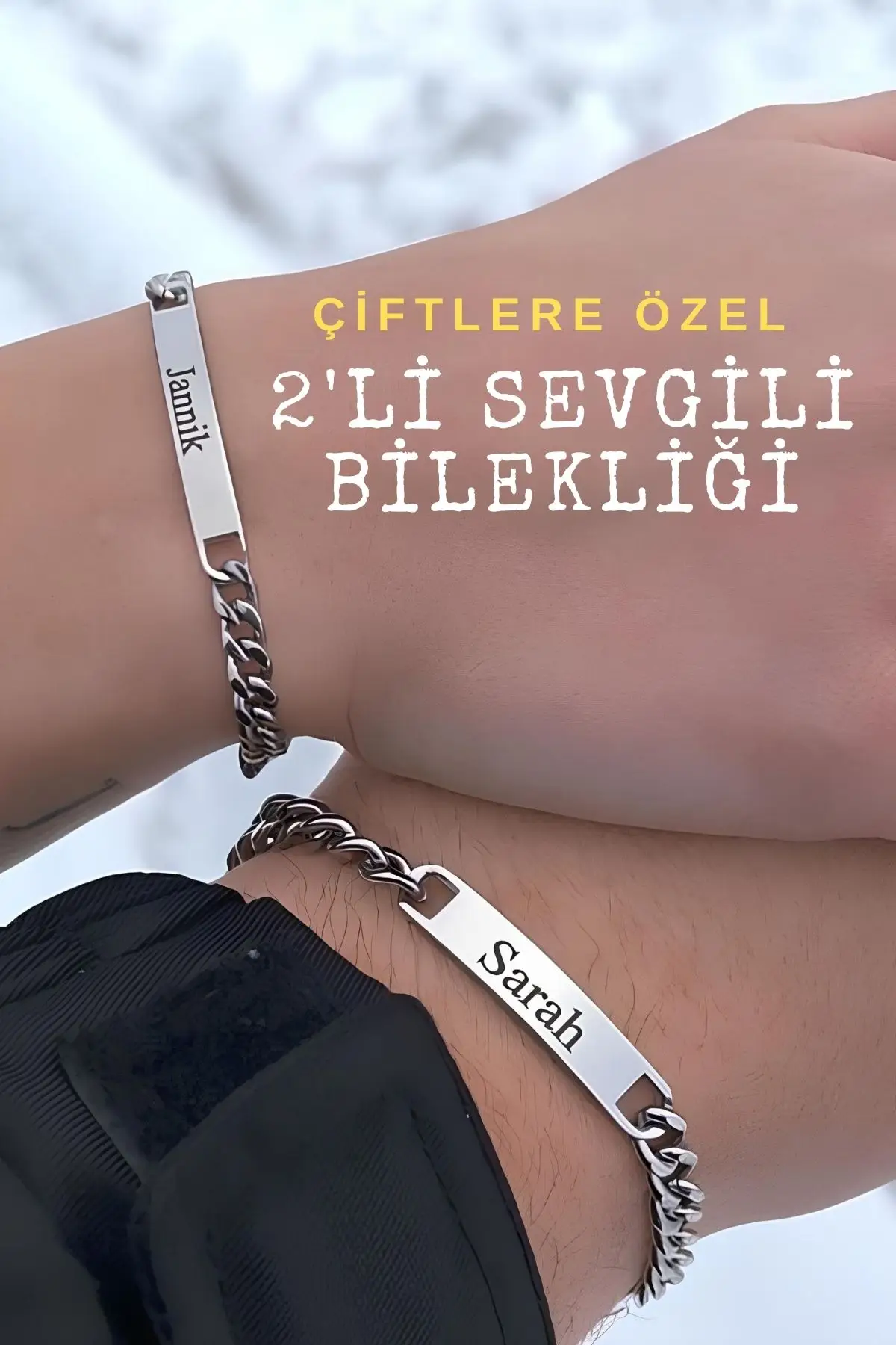Sevgili Çift Bilekliği Kişiye Özel Paslanmaz Çelik Bileklik 2 Adet scb45