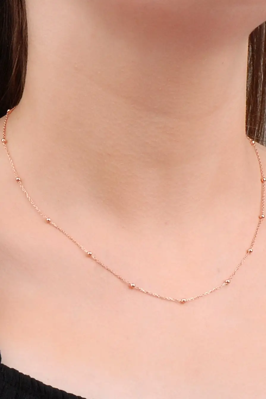 60 cm Rose Pembe Renk Toplu Gümüş Kolye Zincir wsn229p