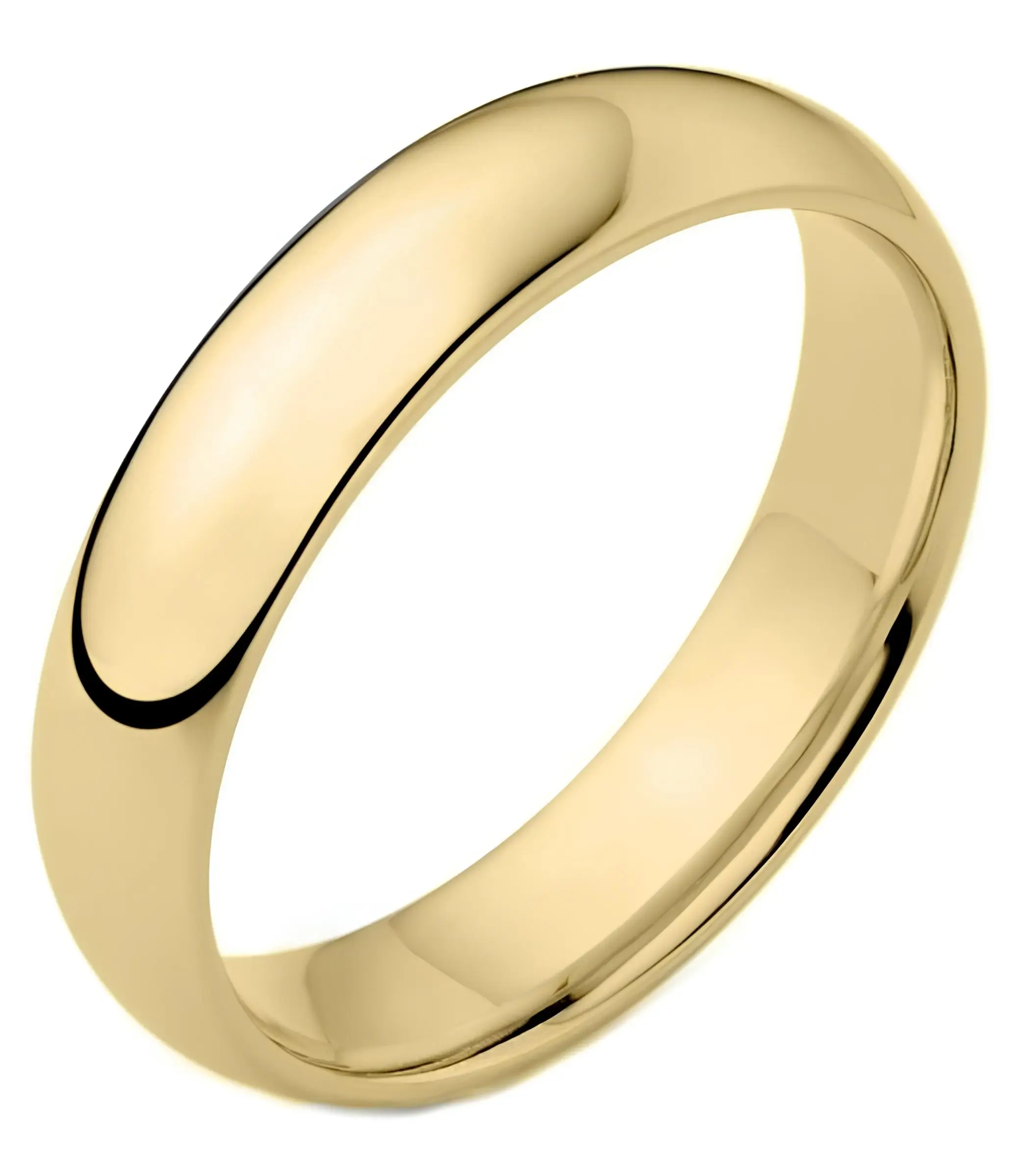 Unisex 6mm Parlak Bombeli Erkek Kadın Çelik Alyans Yüzük tca - Sarı