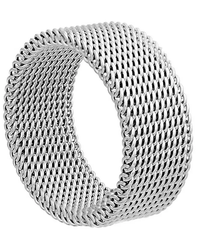Unisex 8mm Esnek Örgü Hasır Çelik Yüzük sb1sb2