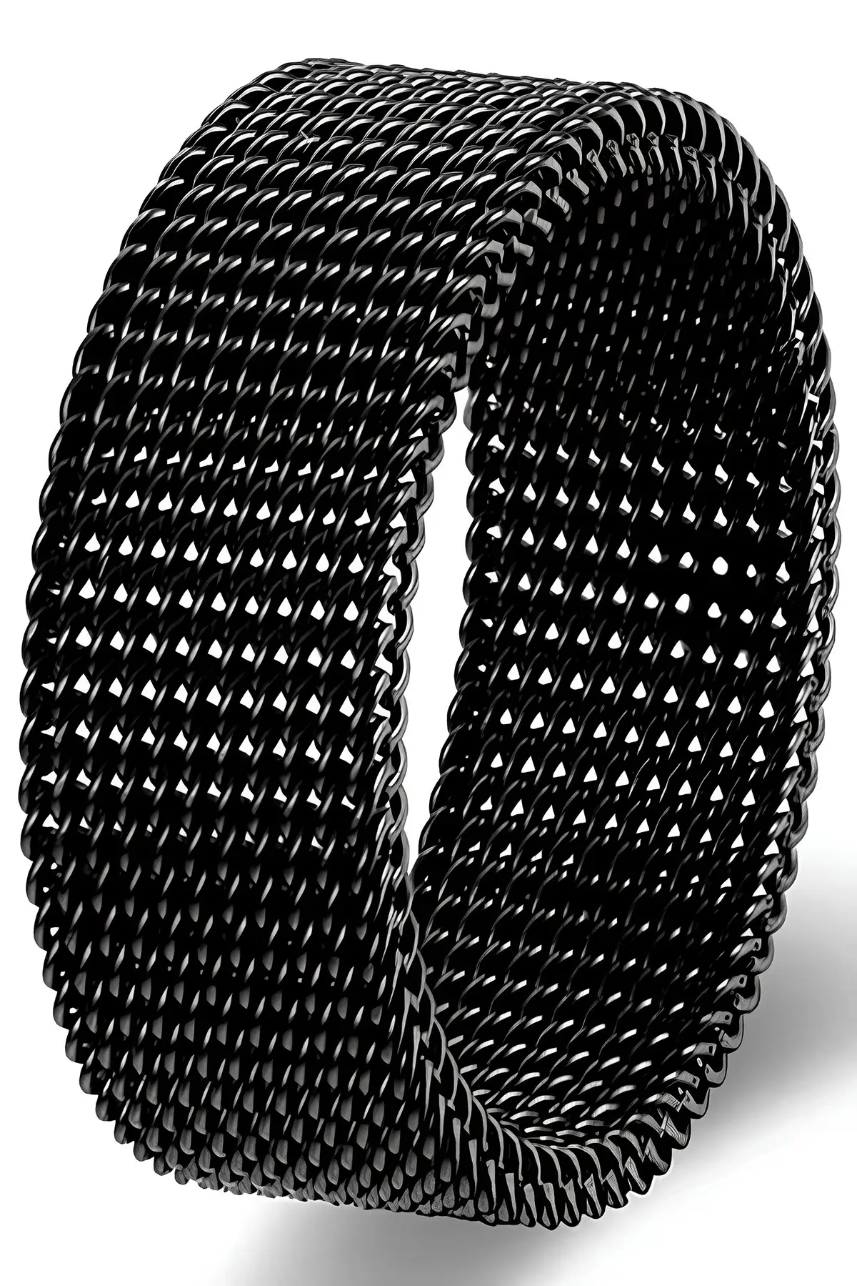Unisex 8mm Esnek Örgü Hasır Çelik Yüzük sb1sb2 - Siyah