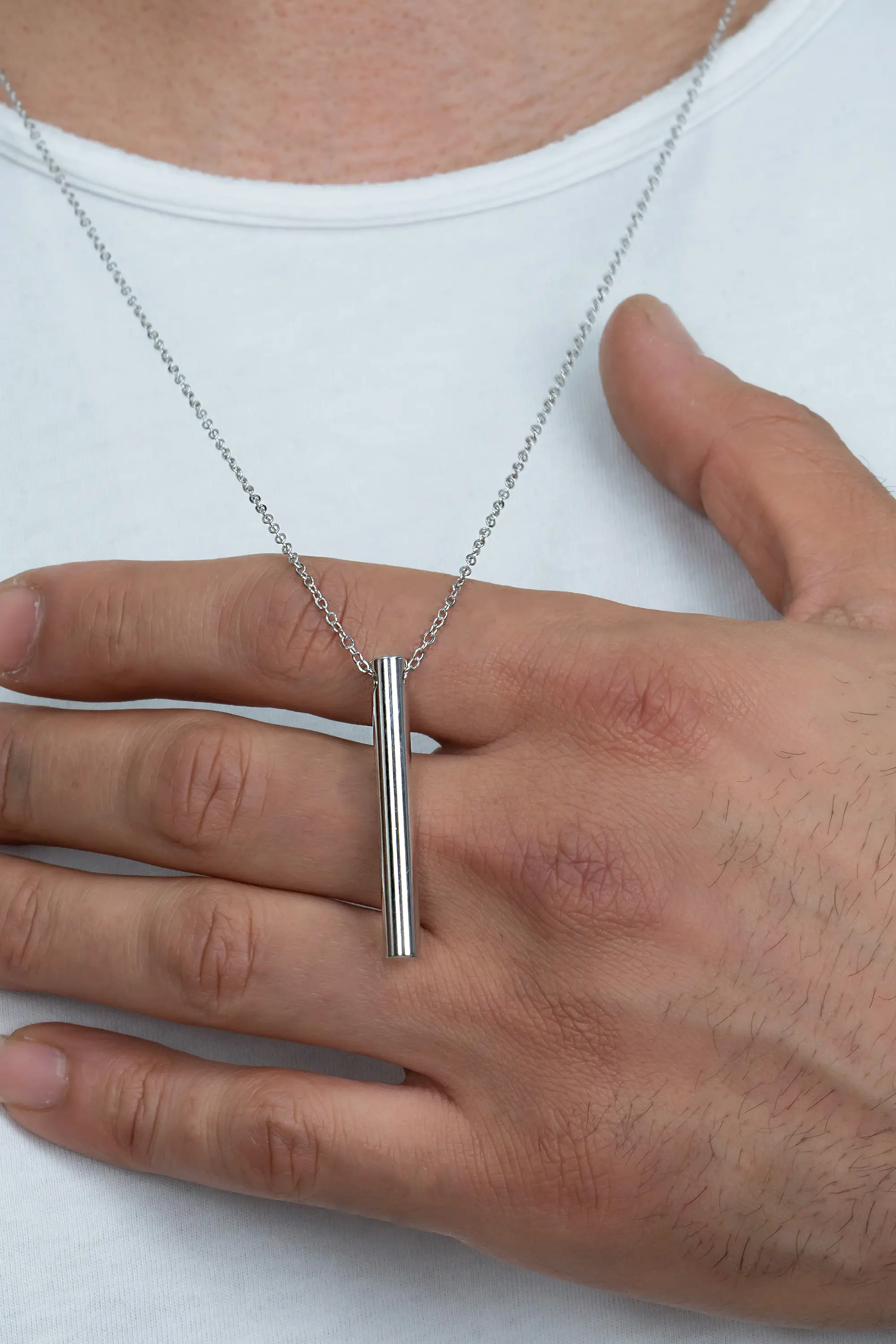 Unisex Kişiye Özel İsim Yazılı Silindir Bijuteri Çubuk Bar Kolye eck31