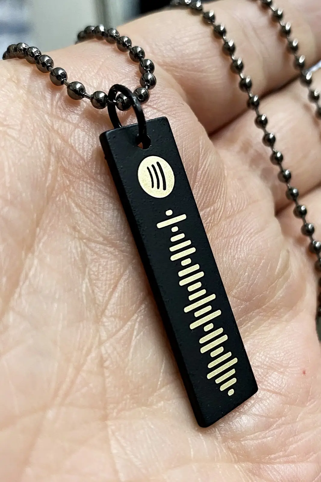 Unisex Spotify Kodlu Siyah Diktörtgen Çubuk Bar Kolye eck26s