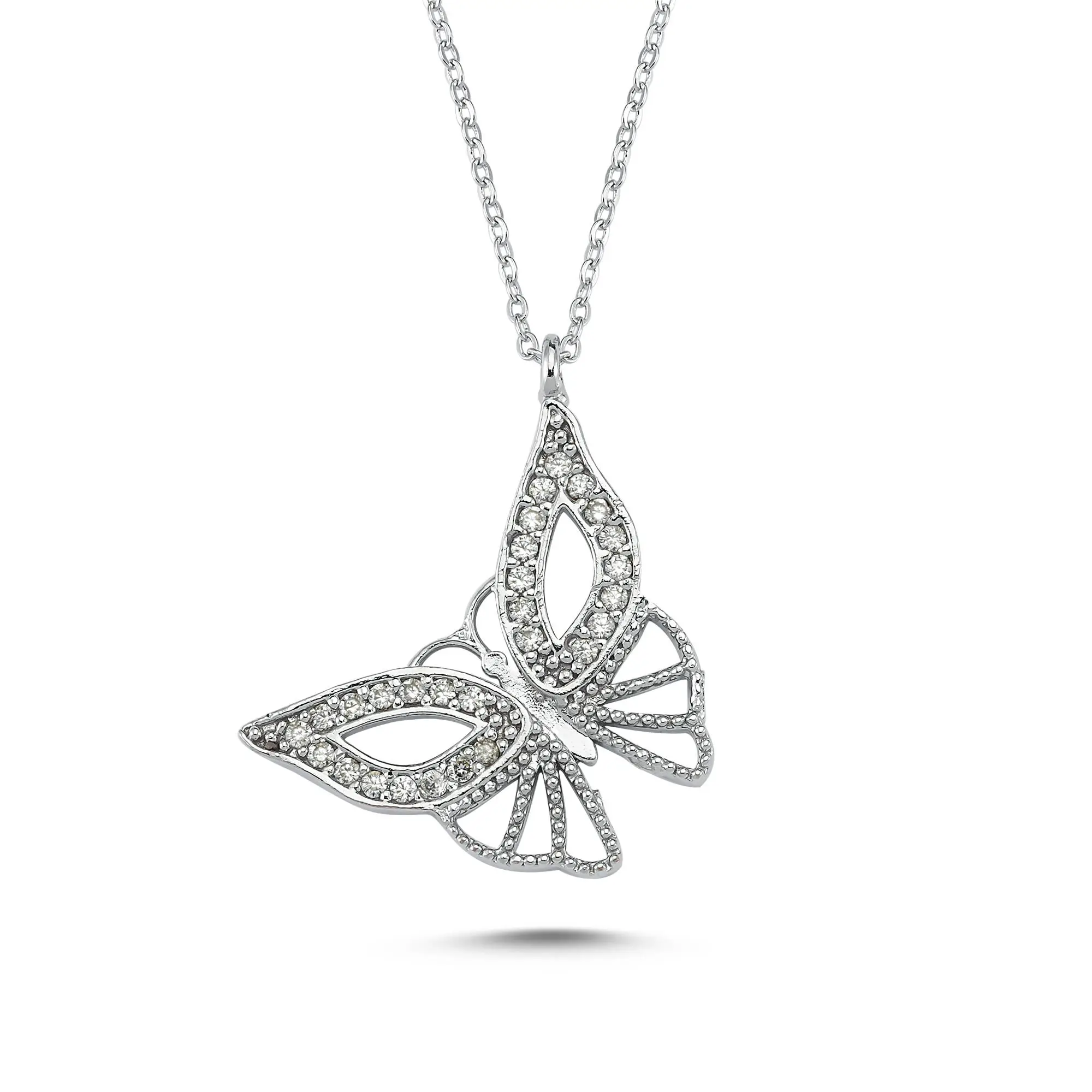 Zirkon Taşlı Kelebek Model Kadın Kolye bbk06